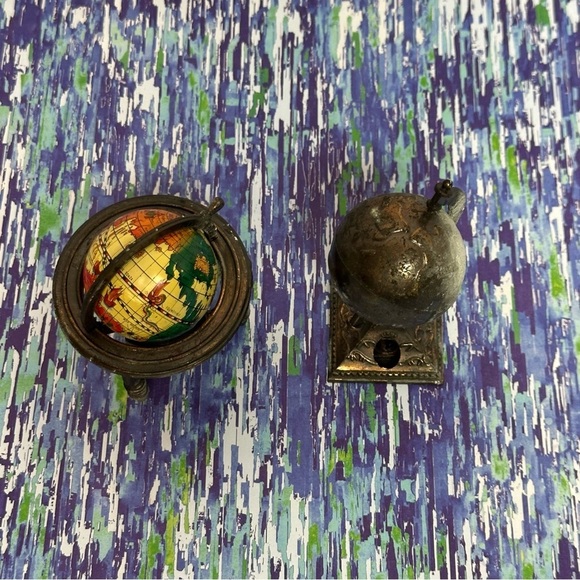 Vintage Die-Cast Pencil Sharpener Set of 2 ROTATING GLOBES - Picture 5 of 6